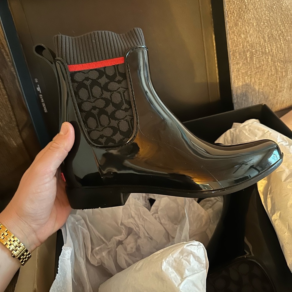 Coach Black and Red Ankle Boots